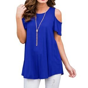 NWT PrinStory Women's Small Short Sleeve Casual Cold Shoulder Tunic